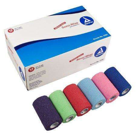 Sensi-Wrap Cohesive Bandage, 4 Inch x 5 Yard, Red / Green / Purple / Dark Blue / Pink / Light Blue