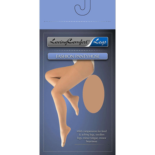 Loving Comfort Compression Waist-High Pantyhose, Queen, Beige