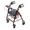 Lumex Walkabout 4-Wheel Hemi Height Rollator, 6 in. Wheel, 32 - 36.5 in. Handle, Burgundy, 300 lbs, Aluminum Frame