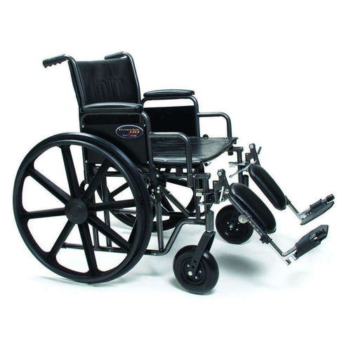 Everest & Jennings Traveler HD Heavy-Duty Wheelchair with Removable Arm, Plastic Mag Wheel, 24 in. Seat, Elevating Legrest, 500 lbs