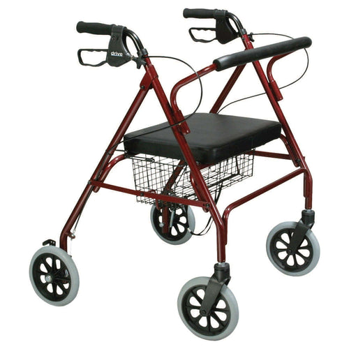 drive Go-Lite 4-Wheel Bariatric Rollator, Red