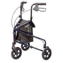 Carex Trio 3-Wheel Rolling Walker, 7.5 in. Wheel, 31.75 - 38 in. Handle, Blue, 250 lbs, Aluminum Frame