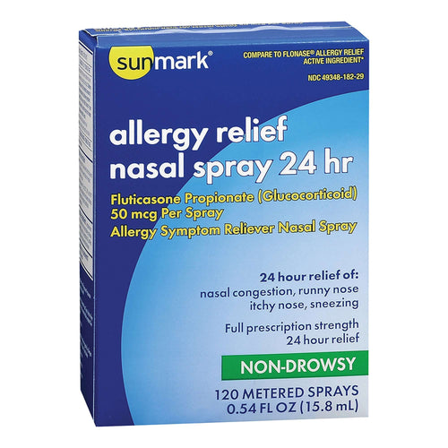 sunmark 24 Hour Fluticasone Propionate (Glucocorticoid) Allergy Relief, 0.54 oz. Spray Bottle