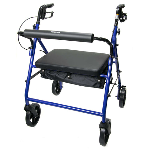 McKesson 4-Wheel Bariatric Rollator, 8 in. Wheel, 37 - 39 in. Handle, Blue, 400 lbs, Steel Frame