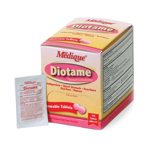 Diotame Anti-Diarrheal, 2 Chewtable Tablets per Packet, 50 Packets per Box