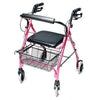 Lumex Walkabout Lite 4-wheel rollator, 6 in. Wheel, 32 - 37 in. Handle, Pink, 300 lbs, Aluminum Frame