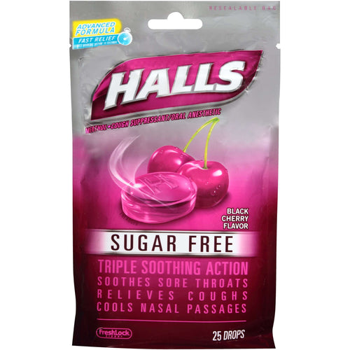 Halls Sugar-Free Cold and Cough Relief, 25 Lozenges per Bag