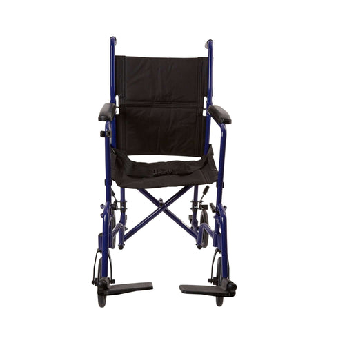 McKesson Lightweight Transport Chair, Black with Blue Finish