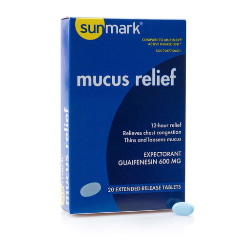 sunmark mucus E.R. Cold and Cough Relief, 20 per Box Extended Release Tablet