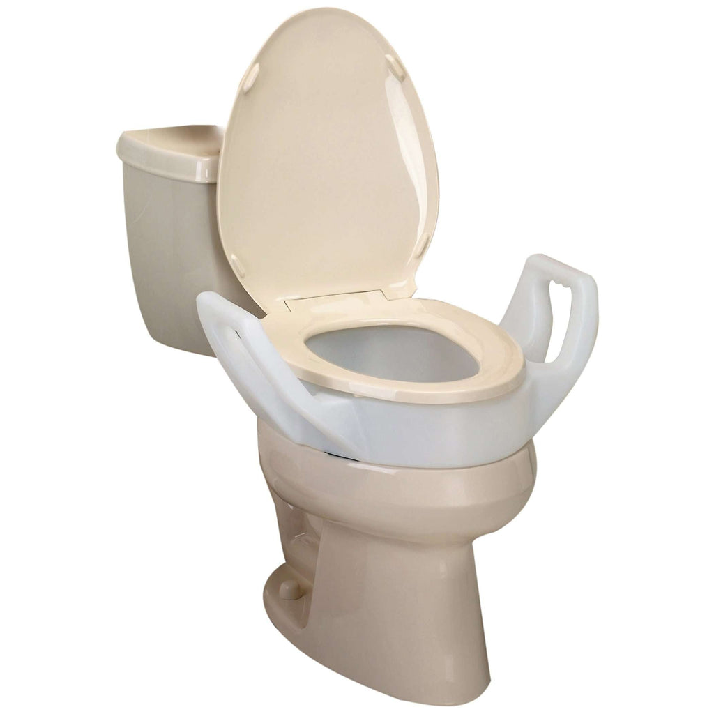 Bath Safe Elongated Elevated Toilet Seat with Arms