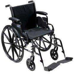 drive Cruiser III Lightweight Wheelchair with Flip Back, Padded, Removable Arm, Composite Mag Wheel, 20 in. Seat, Elevating Legrest, 350 lbs