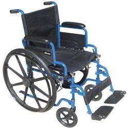 drive Blue Streak Standard Wheelchair with Flip Back, Padded Arm, Composite Mag Wheel, 20 in. Seat, Swing-Away Footrest, 250 lbs